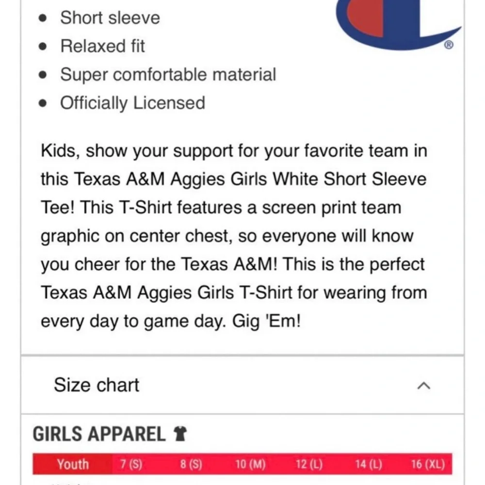 Champion Aggies Texas A&M‎ Tee